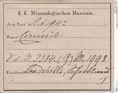 Etiketten zu Cerussit (NHMW-MIN-Ac942)